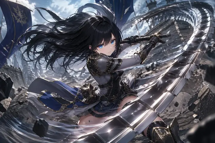 Armored Female Warrior Anime, made with Kromoss AI