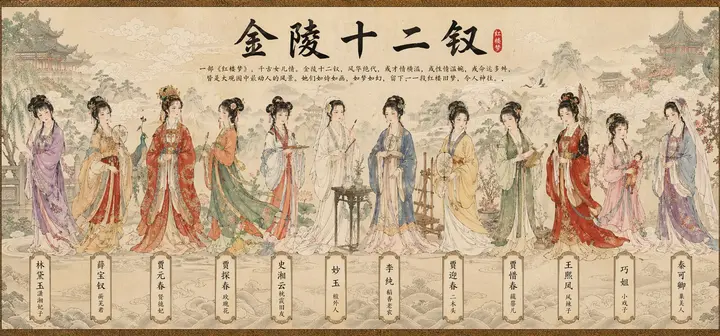 Eight Immortals Gongbi Scroll, made with Kromoss AI