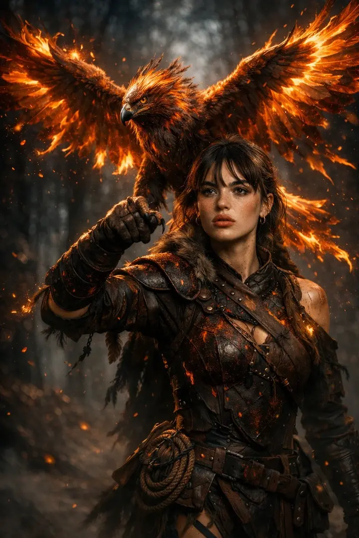 Ember Armor Falconer Warrior, made with Kromoss AI