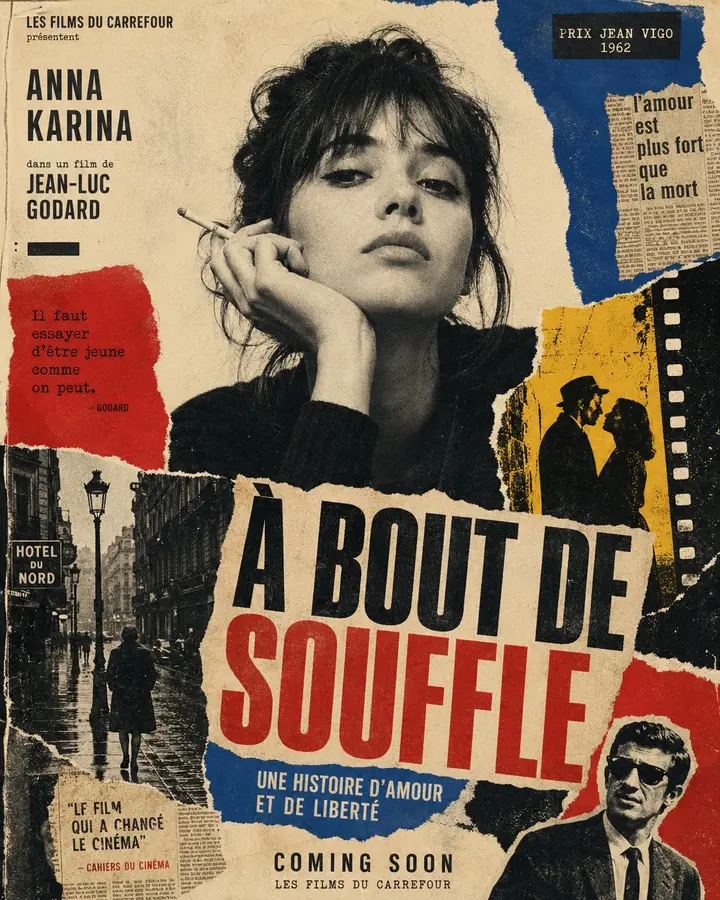 French New Wave Torn Paper Poster, made with Kromoss AI