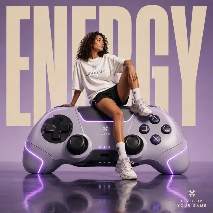 Giant Game Controller Streetwear Campaign, made with Kromoss AI