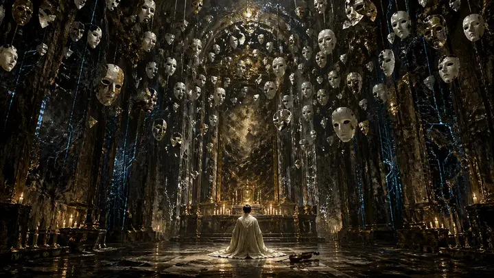 Gothic Hall Kneeling Figure, made with Kromoss AI
