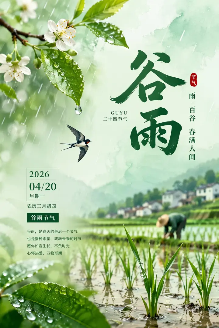 Guyu Solar Term Poster, made with Kromoss AI