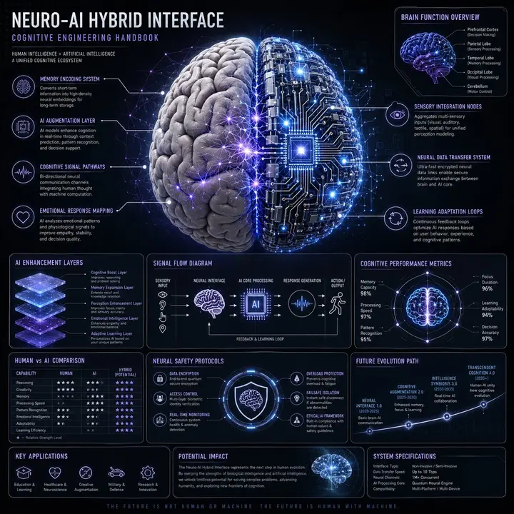 Neuro AI Hybrid System Infographic, made with Kromoss AI