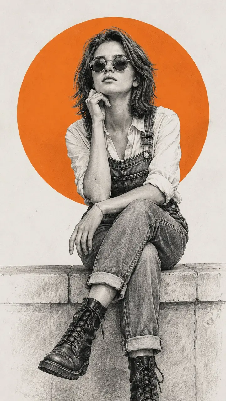 Pencil Sketch Fashion Illustration, made with Kromoss AI
