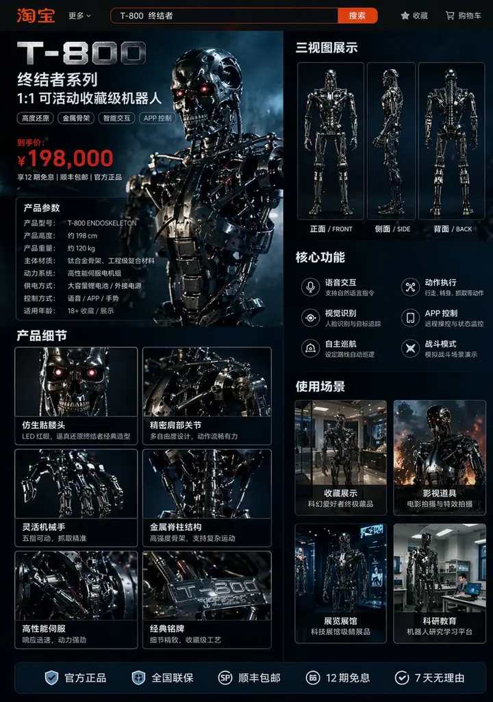 Taobao Robot Detail Page, made with Kromoss AI