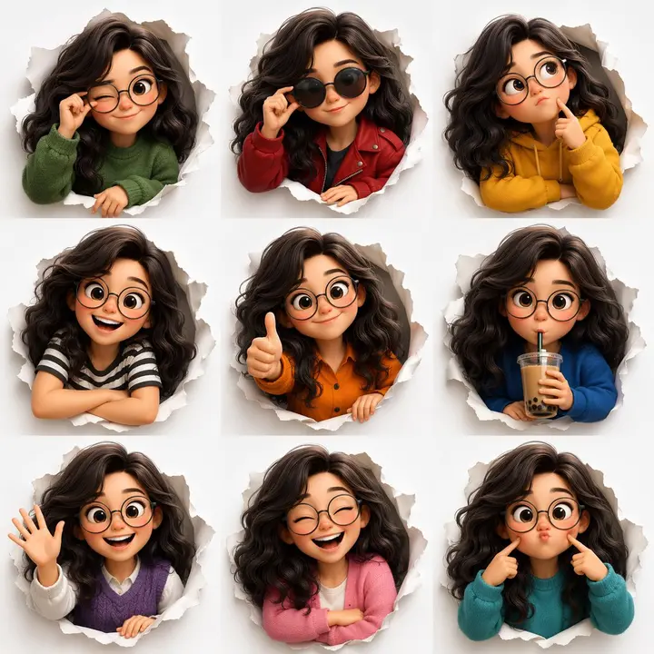 Three by Three Expression Grid, made with Kromoss AI
